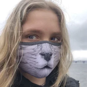 Маски защитные: маска кошка серая неопрен